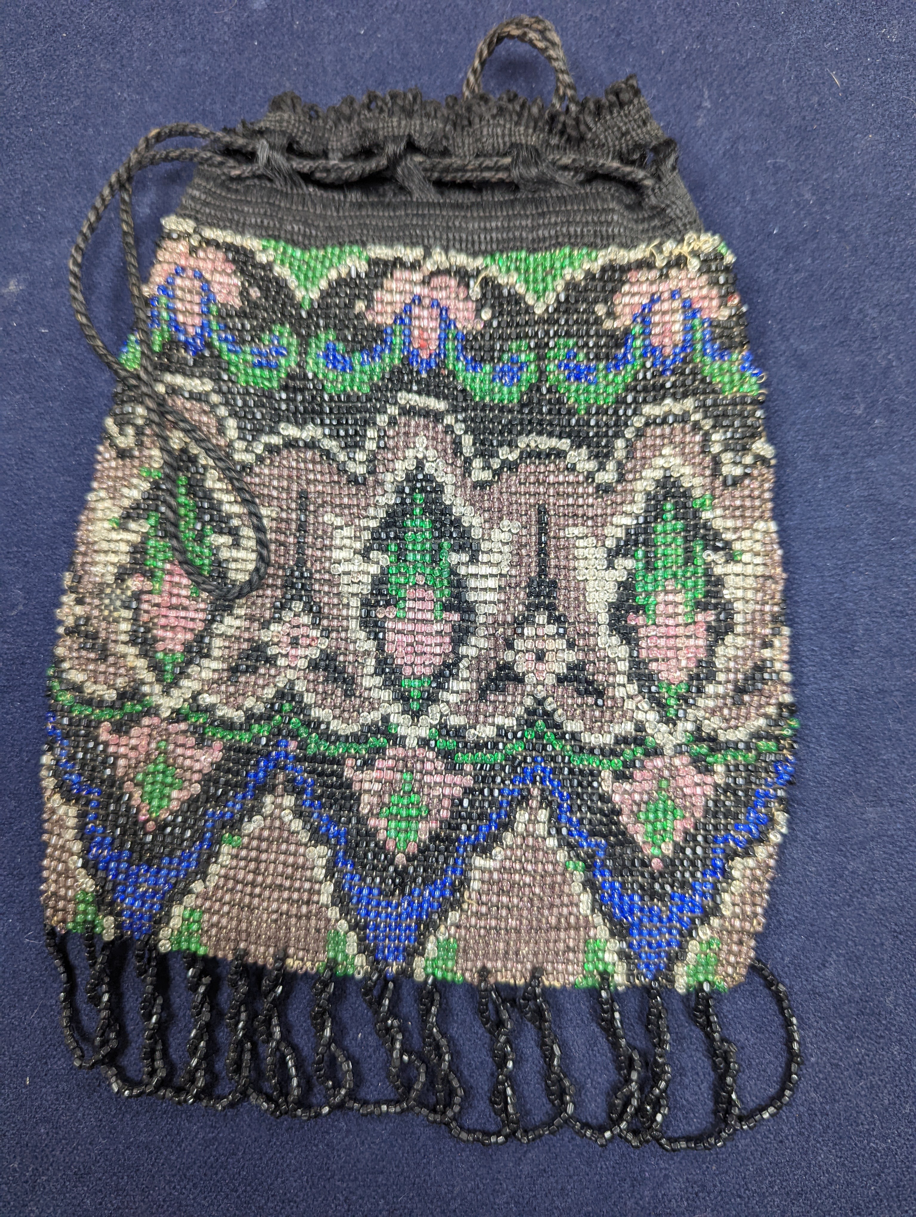 A fine tapestry clutch bag together with a collection of beaded petit point and lurex evening bags (7)